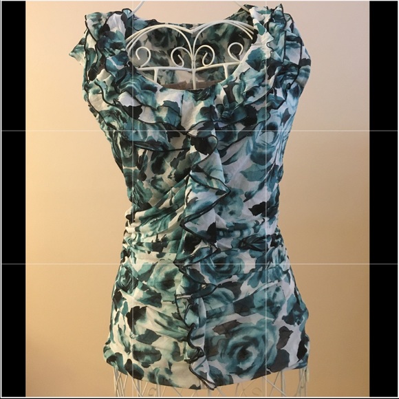 Mesh Gorgeous Floral Print Ruffle Top! - Picture 2 of 3